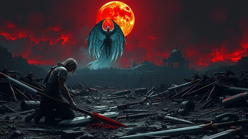 Guts Defeated in Dark, Crimson-Lit Battlefield