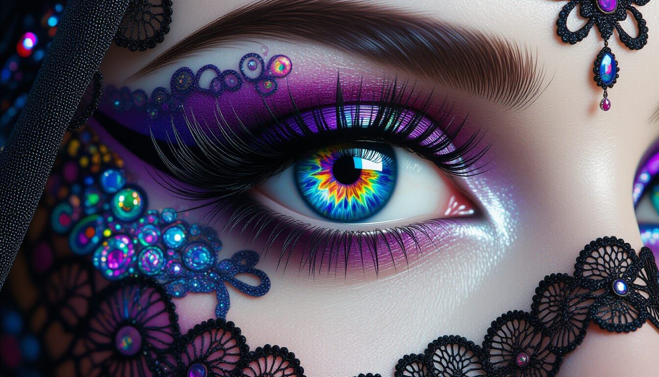 Detailed Kaleidoscope Eyes with Punk Bohemian Style