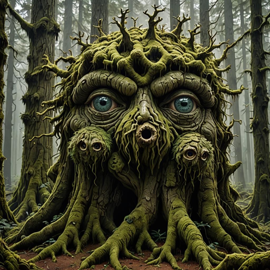 Creepy Trees in Gloomy Forest, Ultrarealistic