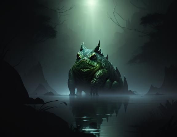 Menacing Bullywug Emerges from Murky Swamp