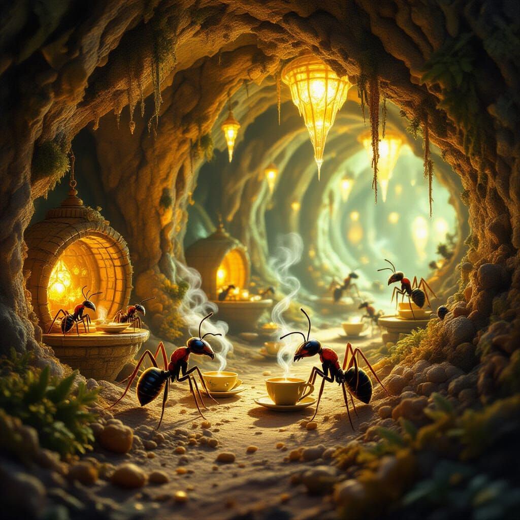 Enchanted Ant Colony in Dystopian Style