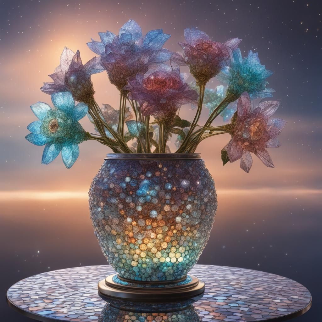 Crystal Flowers in Crystal City: Sci-Fi Concept Art