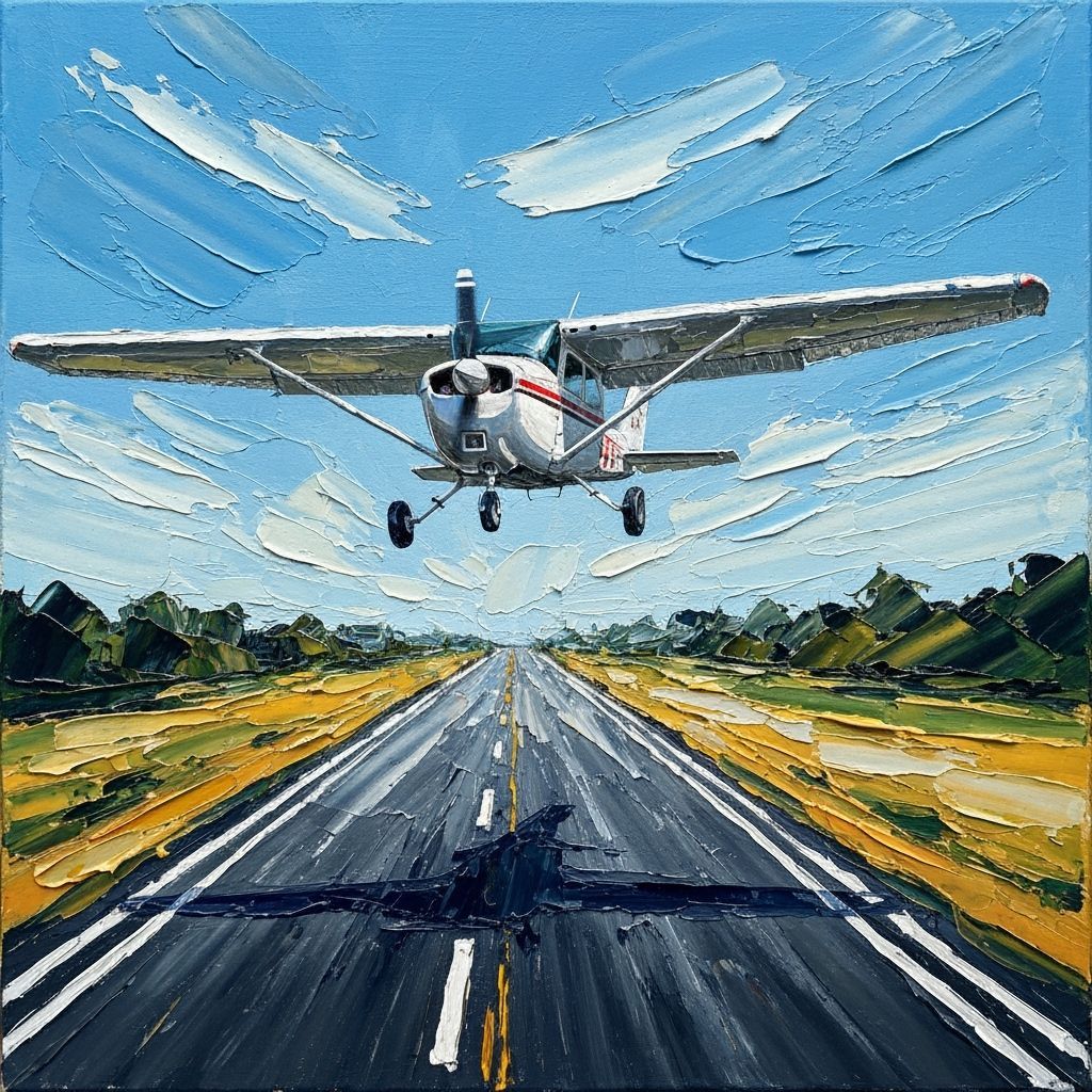 Cessna 172 Takes Off: Expressionist Oil Painting