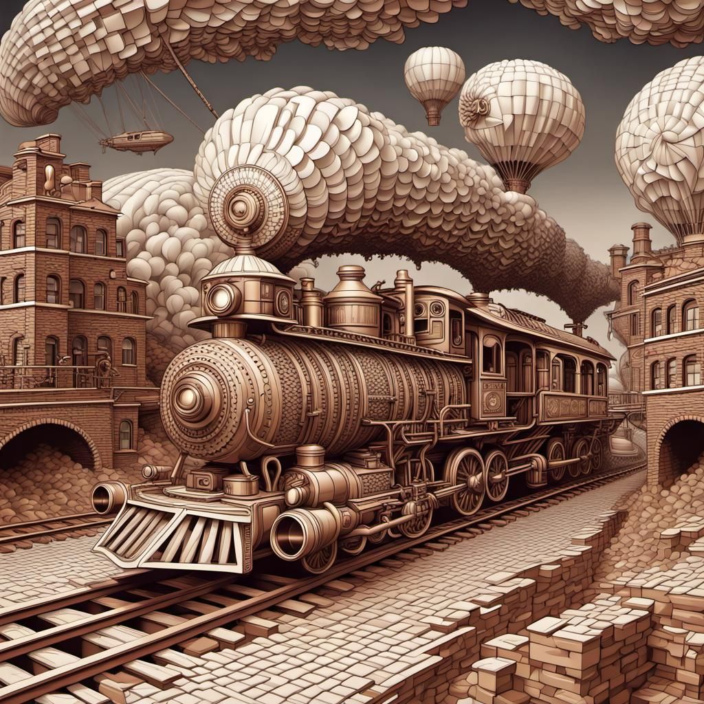 Old West Airships and Railways: Abstract Fractal Art
