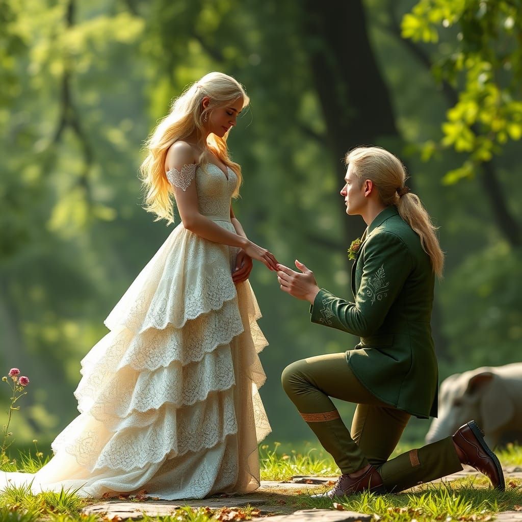 Elf Proposes Marriage to Human in Fantasy Art