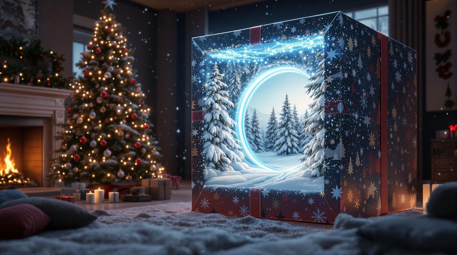 Christmas Morning Magic with Hyperrealistic Tree and Gift Bo...