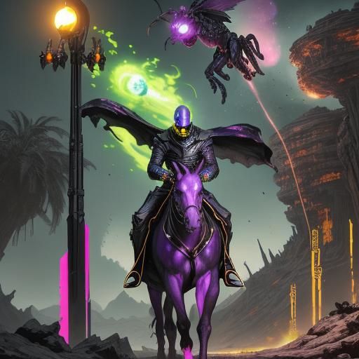 Mafia Hitman on Alien Steed: Dark Fantasy Concept Art