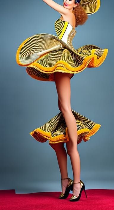 Woman in Mushroom Harlequin Dress: Botanical Art