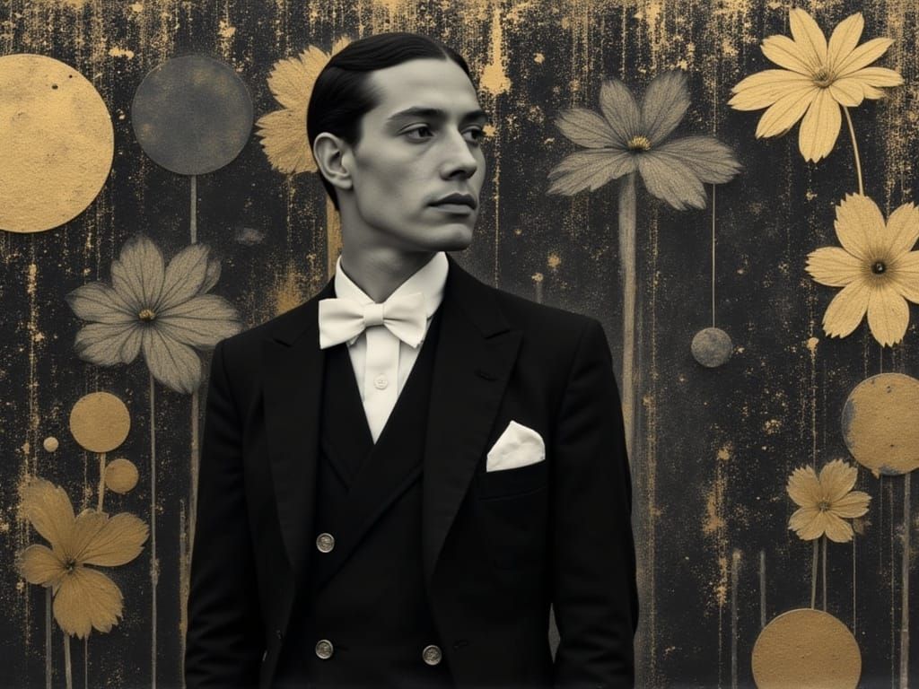 Art Deco Impasto Portrait with Matrix Tattoo