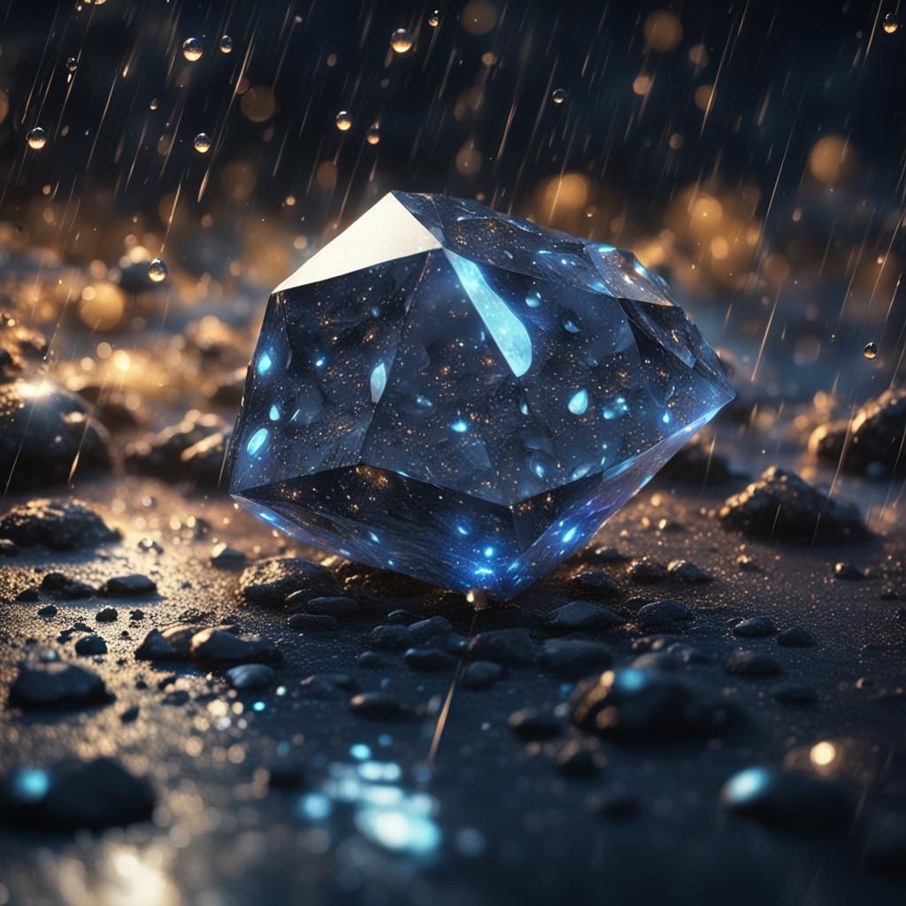 Sinister Raindrops on a Sparkling Diamond in Moonlight