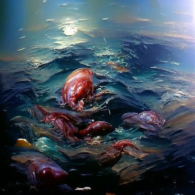 Dramatic Deep Sea Oil Painting