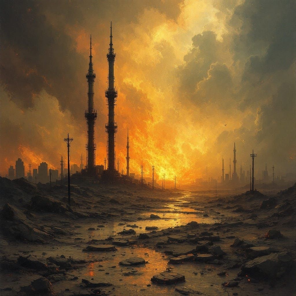 Abandoned Ruins Amidst a Turbulent Sky