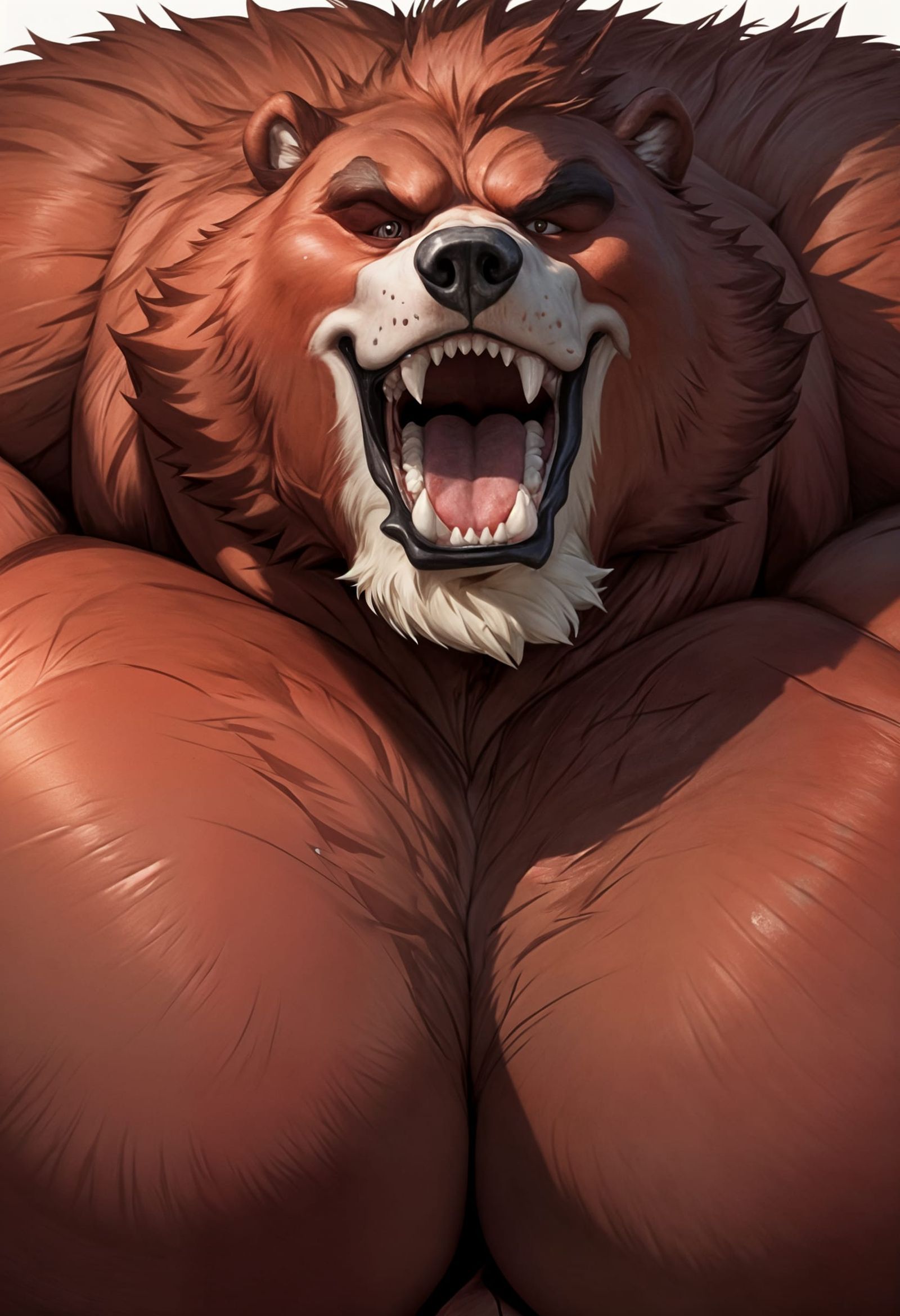 Surreal Red Bear Portrait in Semirealistic Style