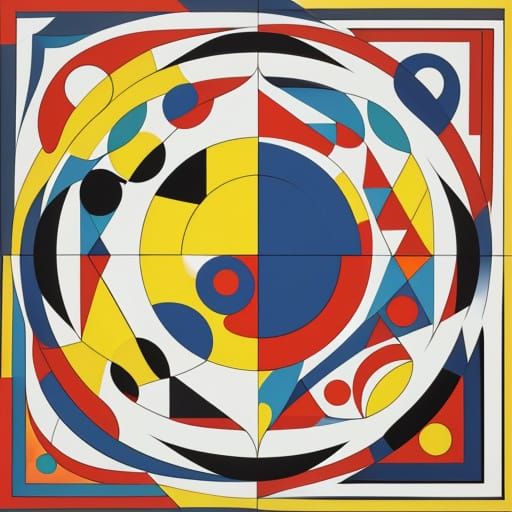 Vibrant Geometric Shapes in Bold Line Art