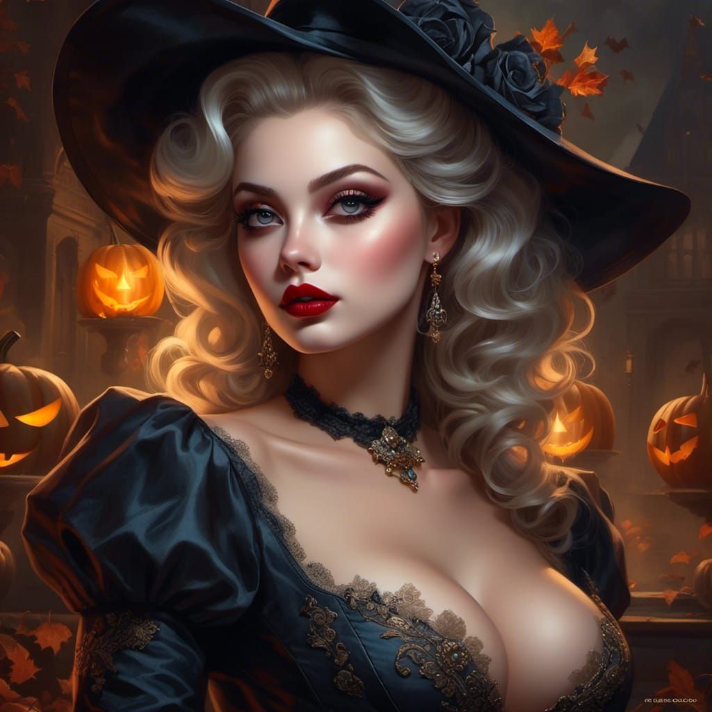 Curvy Woman with Expressive Eyes in Horror Style