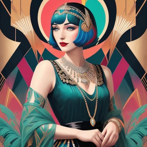 Glamorous Burlesque Woman in Art Deco Style