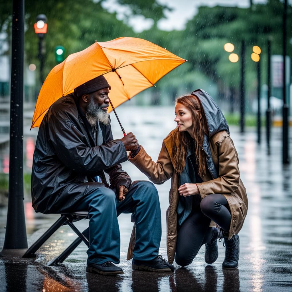 Woman's Act of Kindness on a Rainy Day