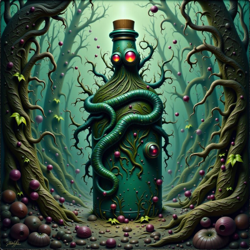 Ethereal Piranha Plant in Gothic Oil Painting