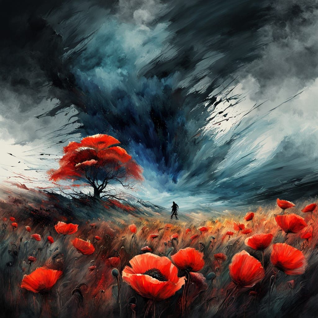 Poppies and storm