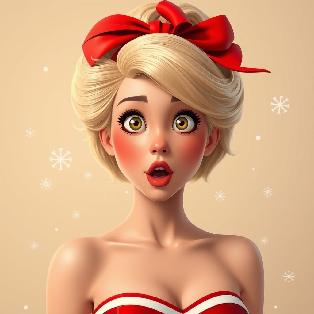 Magical Winter Portrait in Vibrant, Flat Colors