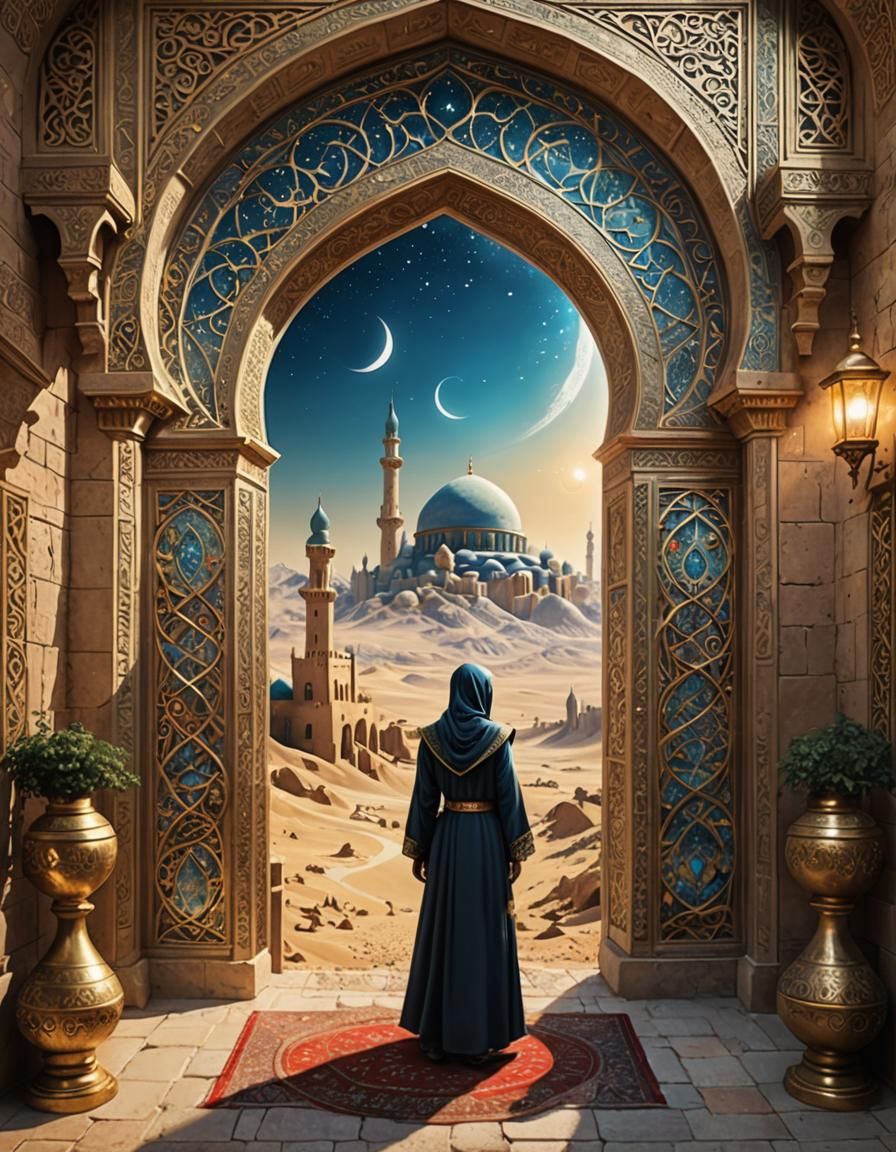 Magical Fantasy Gate with Arabian Mirror