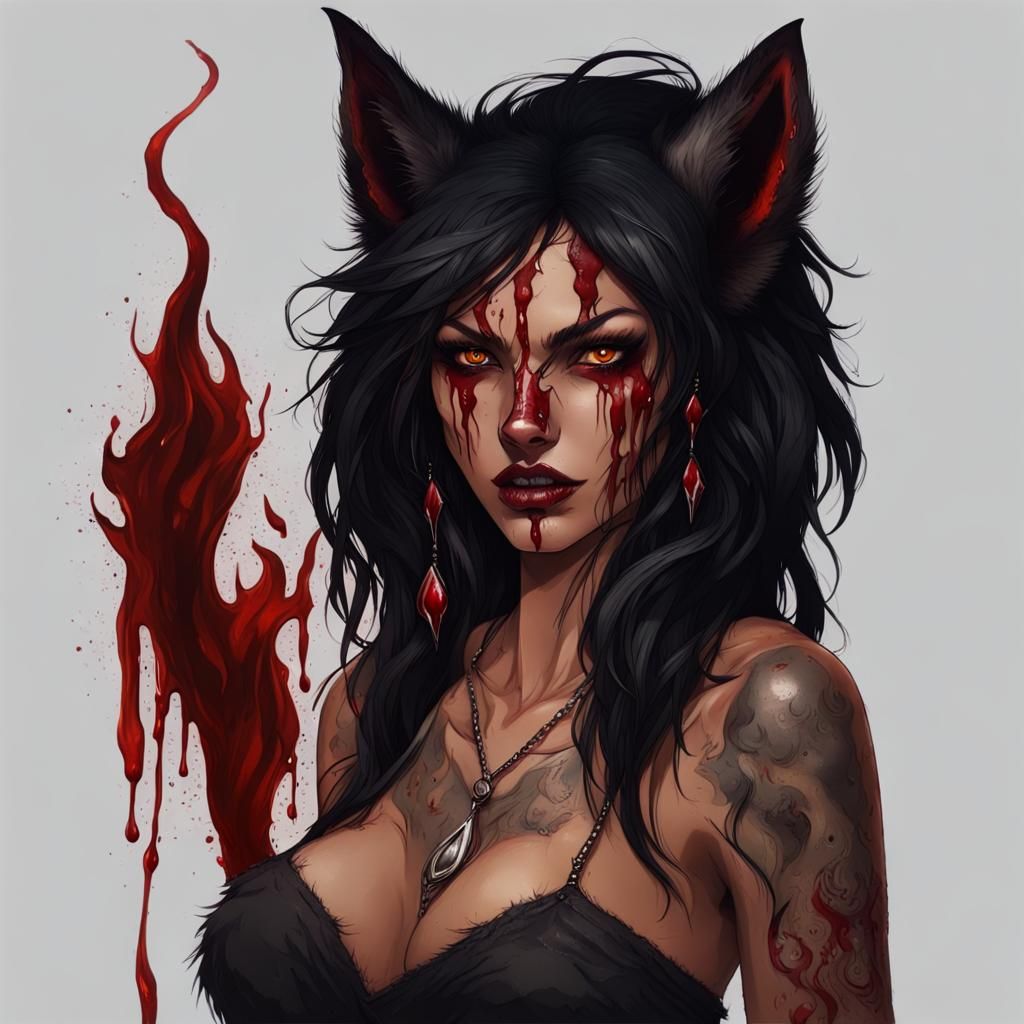 Gypsy Werewolf Portrait in Hyperdetailed Digital Art