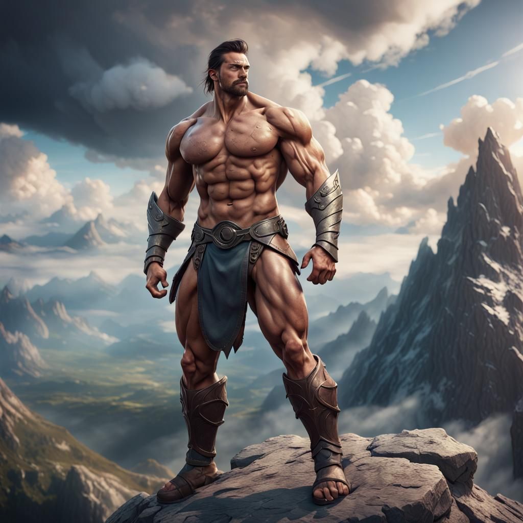 Chiseled Hero Dominates the Horizon in Epic 3D Cinematic Sty...