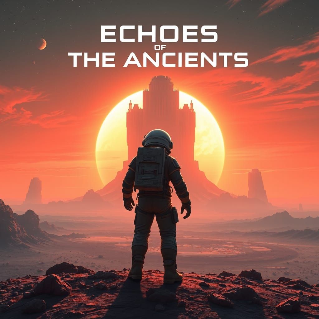 Astronaut on Alien Planet Game Cover in Retro-Futuristic Sty...