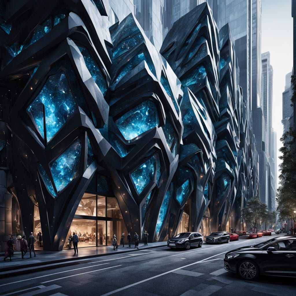 Crystal Geode Unveils Tiny Metropolis with Flying Vehicles