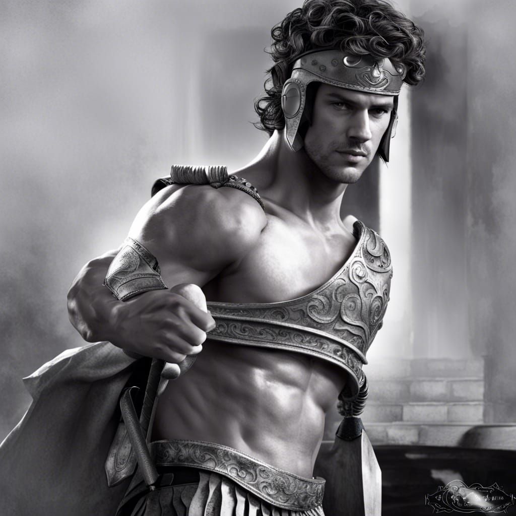 Realistic Roman Warrior with Sword in Ancient Times
