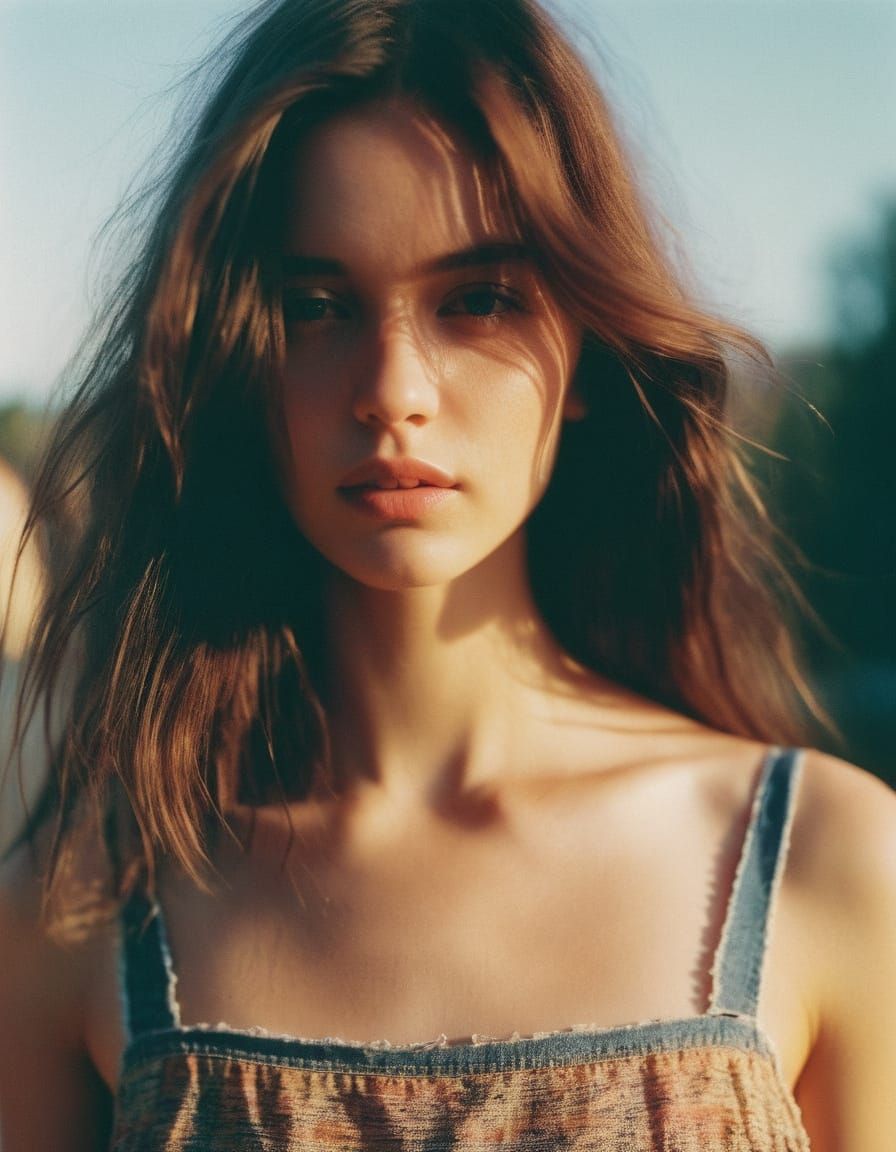 Glitch Art Portrait of a Beauty in Sundress