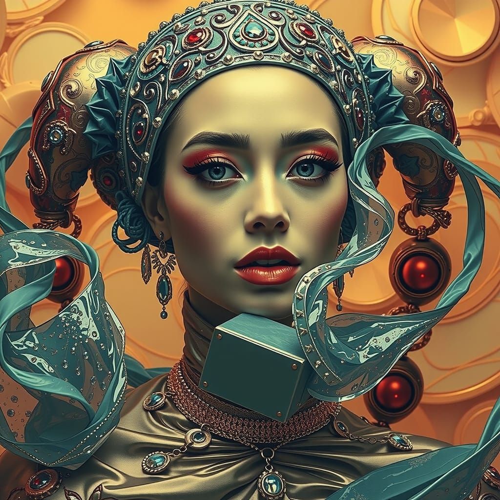 Glamorous Women in Luxurious Maximalist Psychedelic Scene