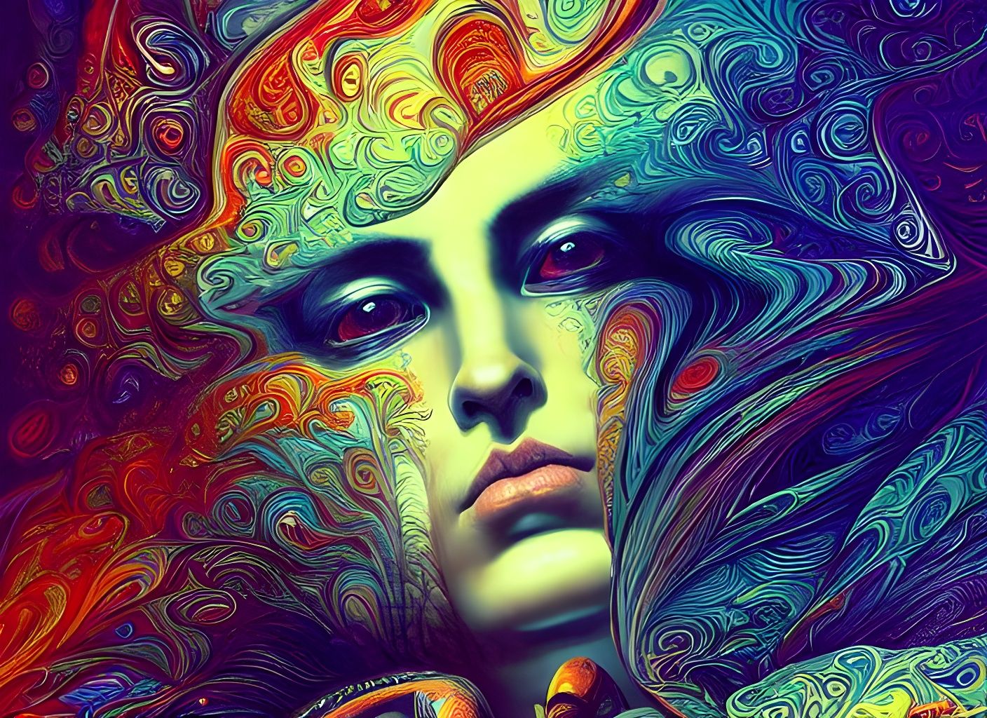 Psychedelic Fractal Waves with Sacred Geometry