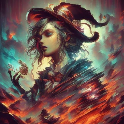 Surreal Steampunk Mad Hatter's Tea Party With Clockwork Char...