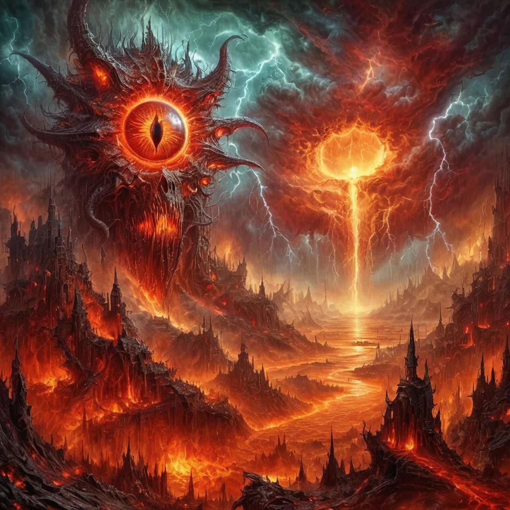 Apocalyptic Eye of Judgement in Gothic Horror Landscape