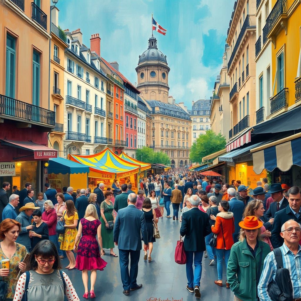 Vibrant Street Scene Celebrating Fête de la Musique