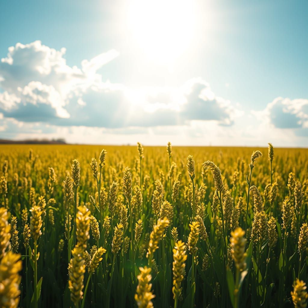 Serene Alfalfa Field in Golden Light
