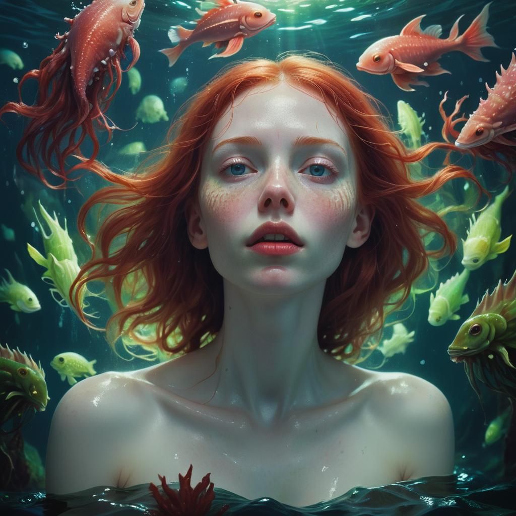 Bioluminescent Woman Portrait in Fantasy Concept Art