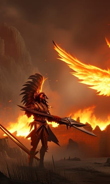 Death Angel Roams a Battlefield in Dark Fantasy Art