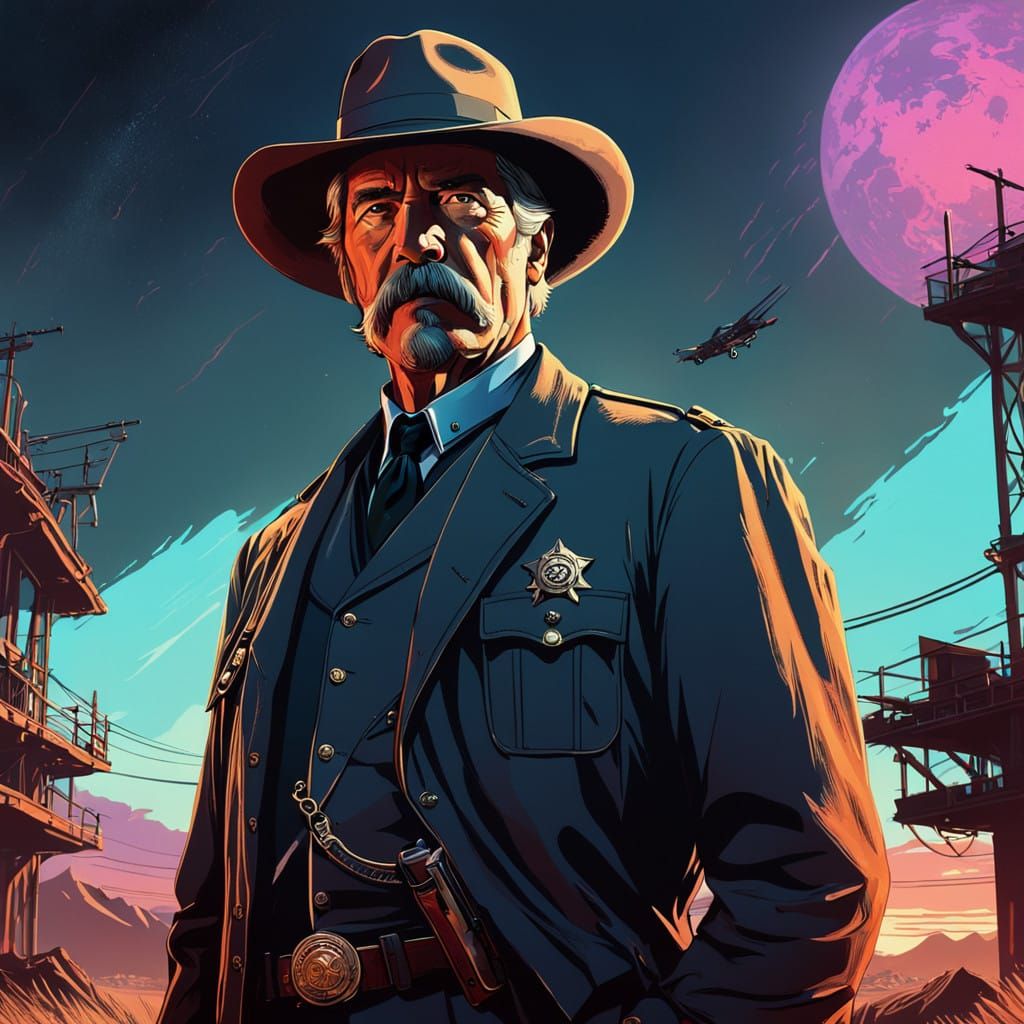 Hyperrealistic Portrait of Virgil Earp in Dynamic Surroundin...
