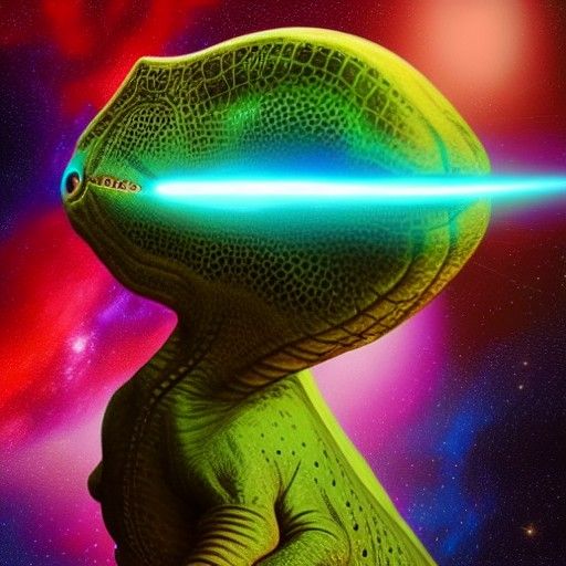 Dinosaur UFO in Sci-Fi Astral Illustration