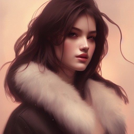Portrait of a Pretty Girl in Fur, Hyperdetailed Art