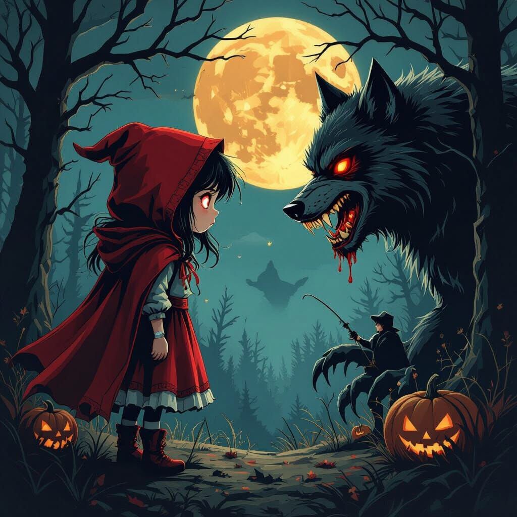 Werewolf Little Red Riding Hood Hunts Unsuspecting Hunter