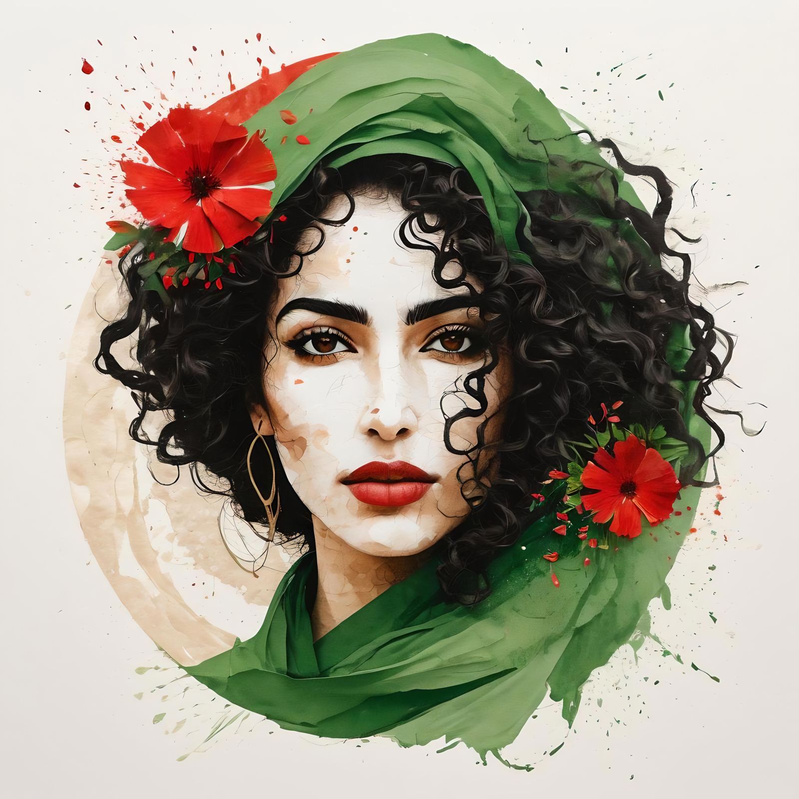 Minimalist Portrait of Arabic Woman in Traditional Dress