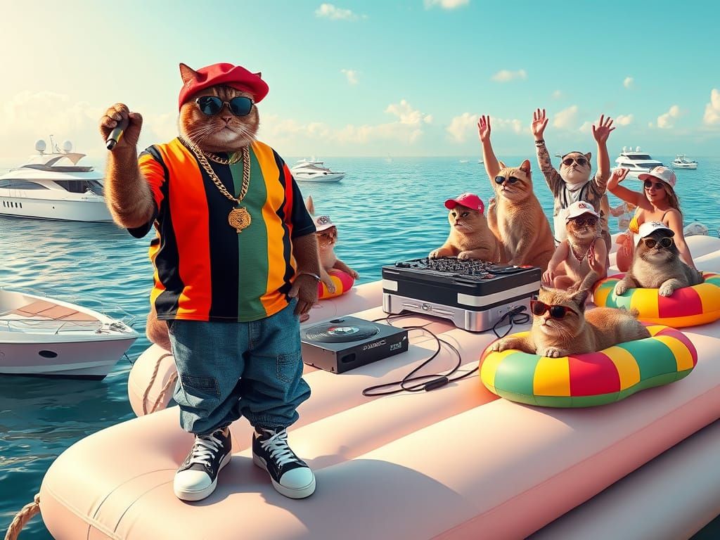 Feline Hip-Hop Icon in 90s Style