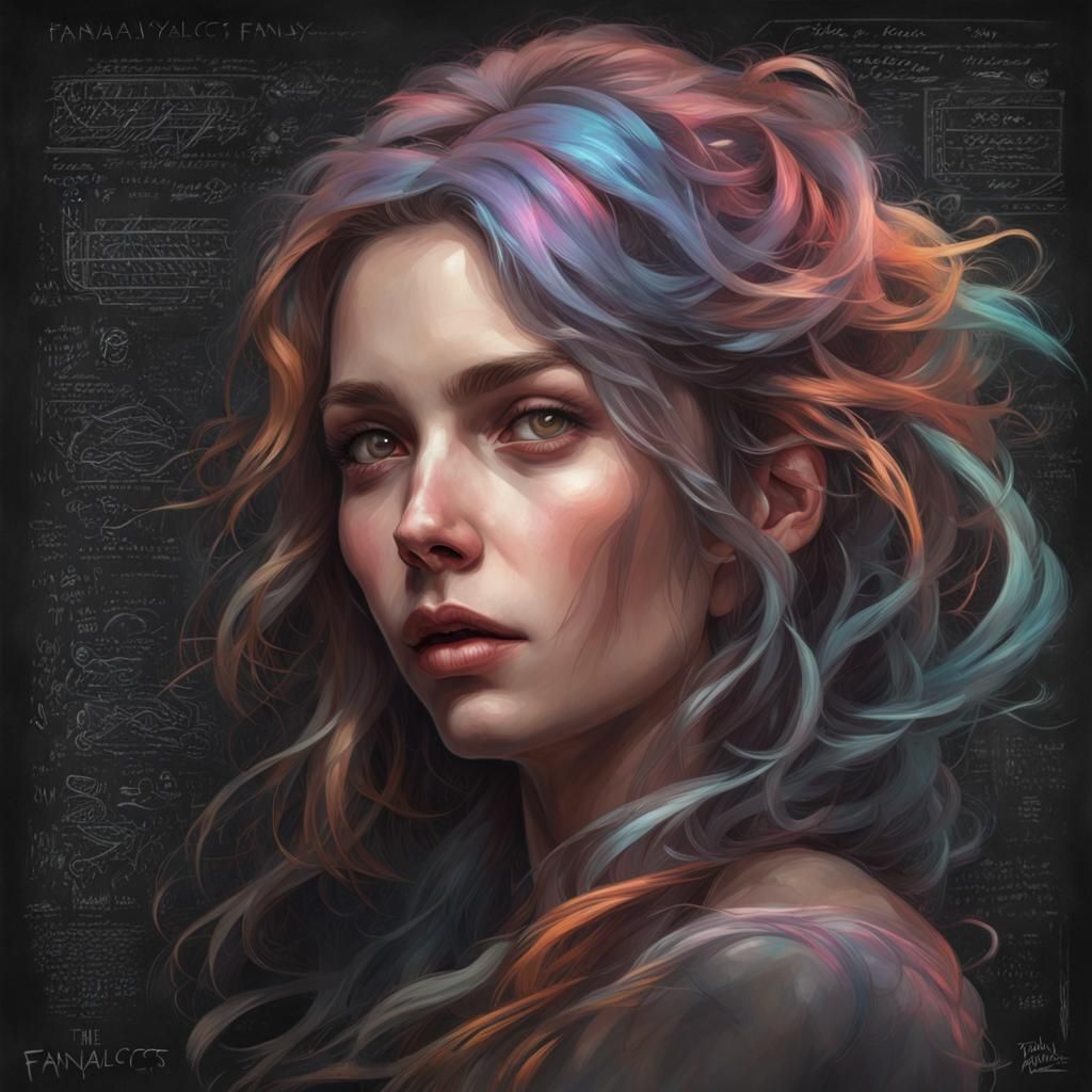 Fanalycts Chalkboard Portrait in Art Nouveau Style