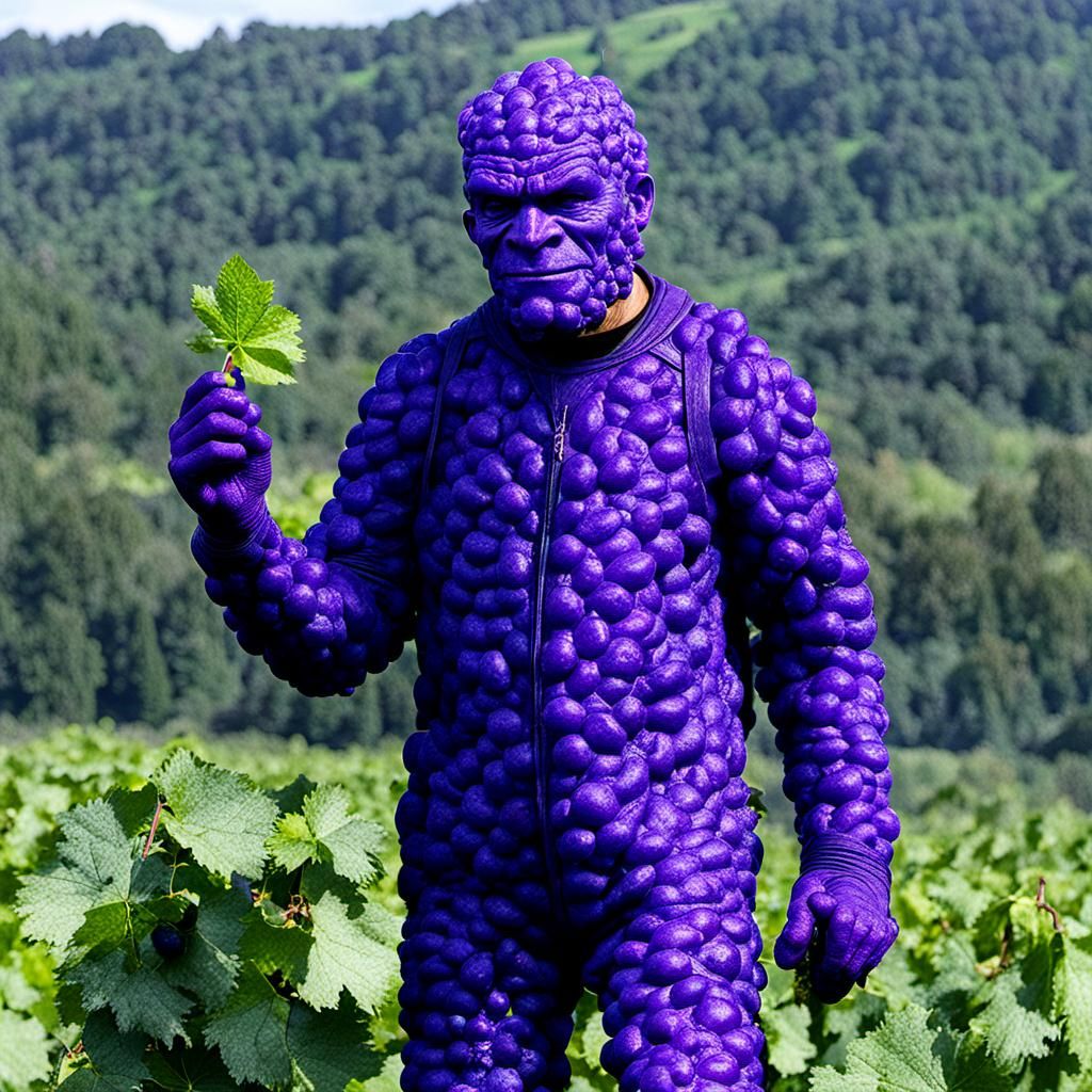 Whimsical Grapeman AI Image