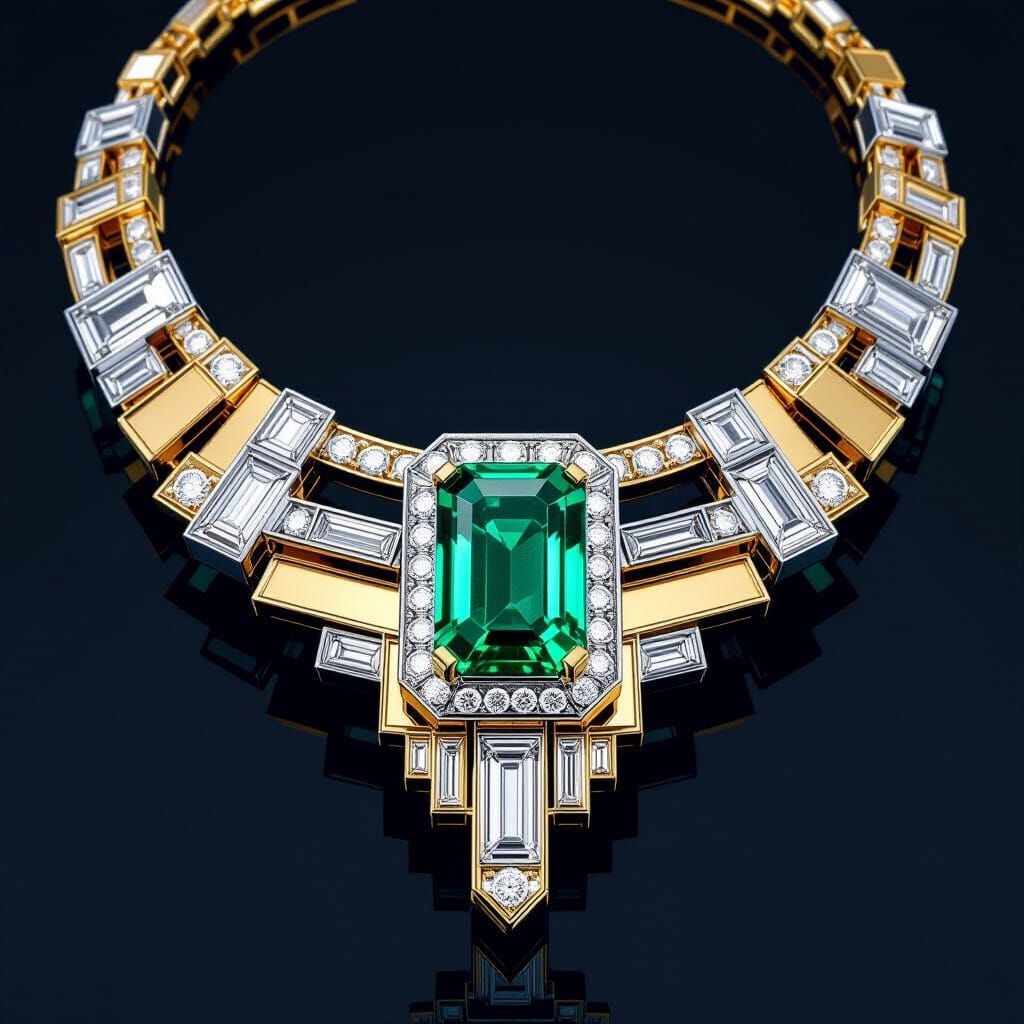 Art Deco Necklace: Architectural Blueprint Inspired Luxury