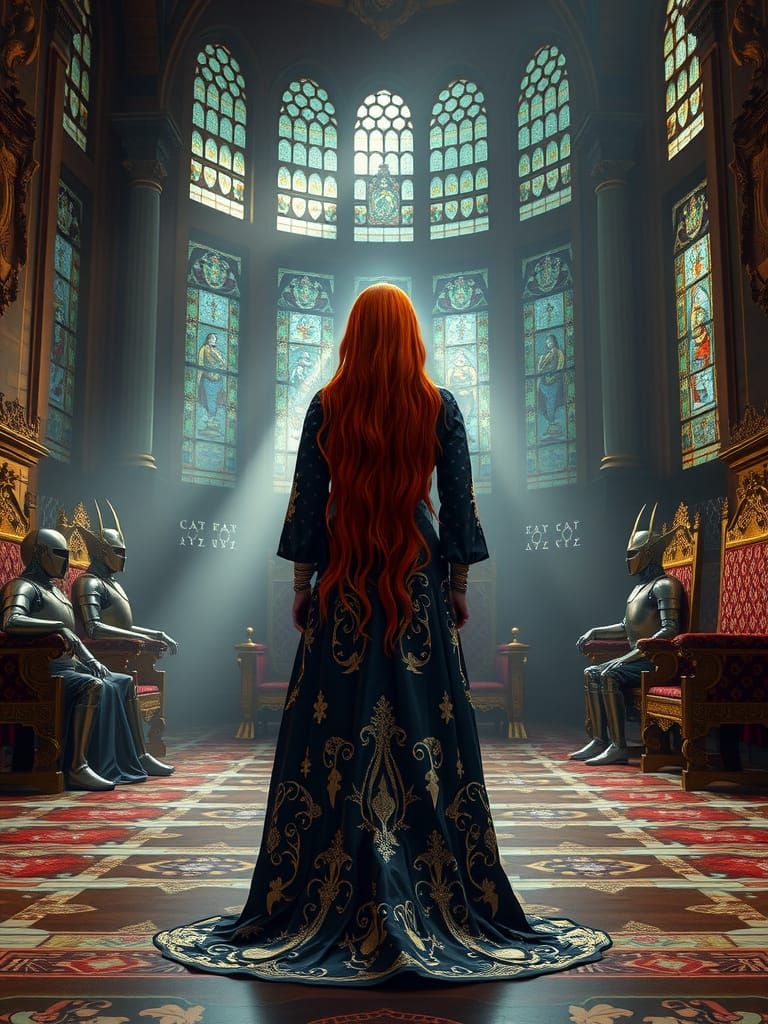 Modern Queen in Throne Room, Renaissance Style