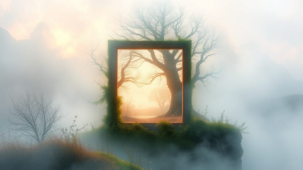 Double Exposure Dreamscape in Whimsical Surrealism